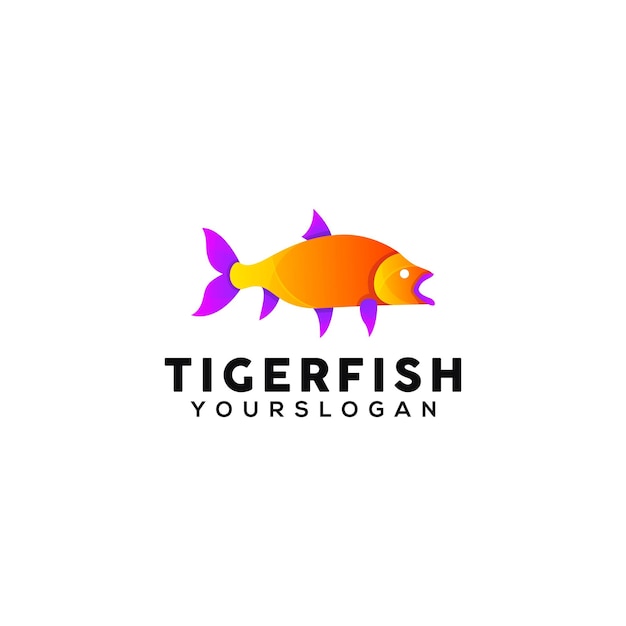 Tiger fish colorful logo design template