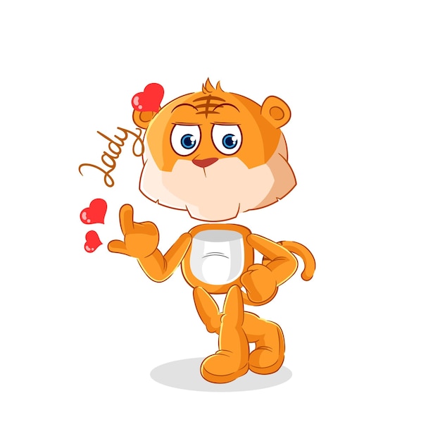 Tiger flirting illustration character vector