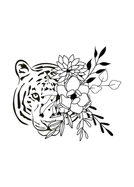 Tiger flower head simple drawing