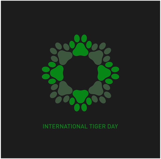 Tiger Foot prints symbol Green foot prints of tiger International tiger day concept