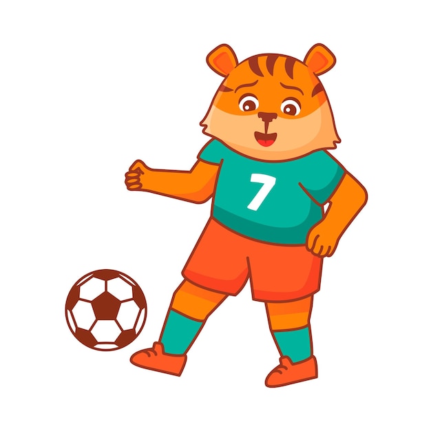 a tiger football game score a goal draw paths for the ball cute animal