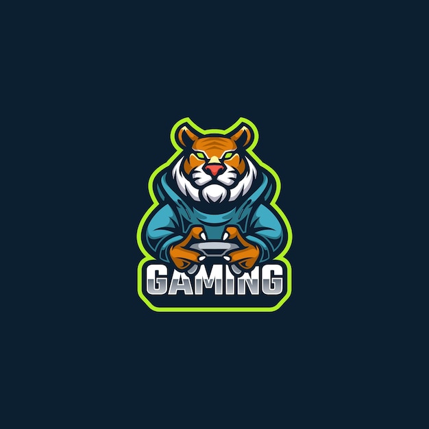 Mascotte del logo di gioco della tigre