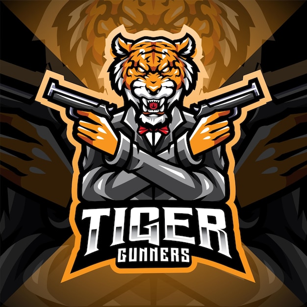 Logo della mascotte esport del mitragliere tigre