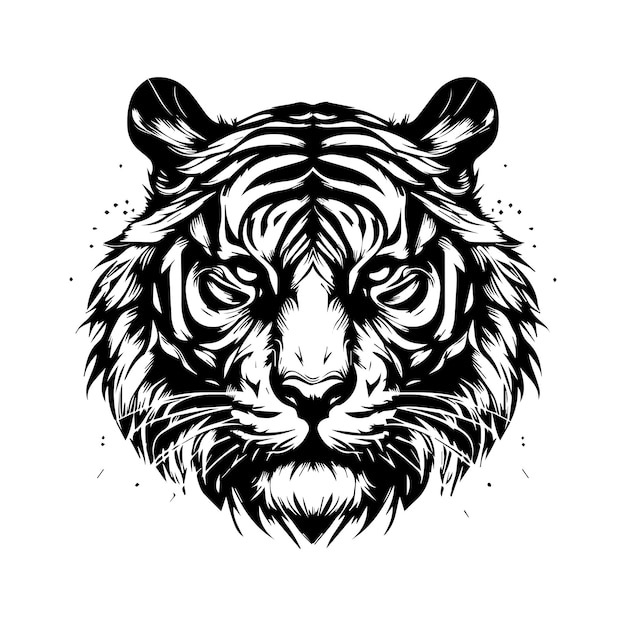 tiger head in black silhouette style