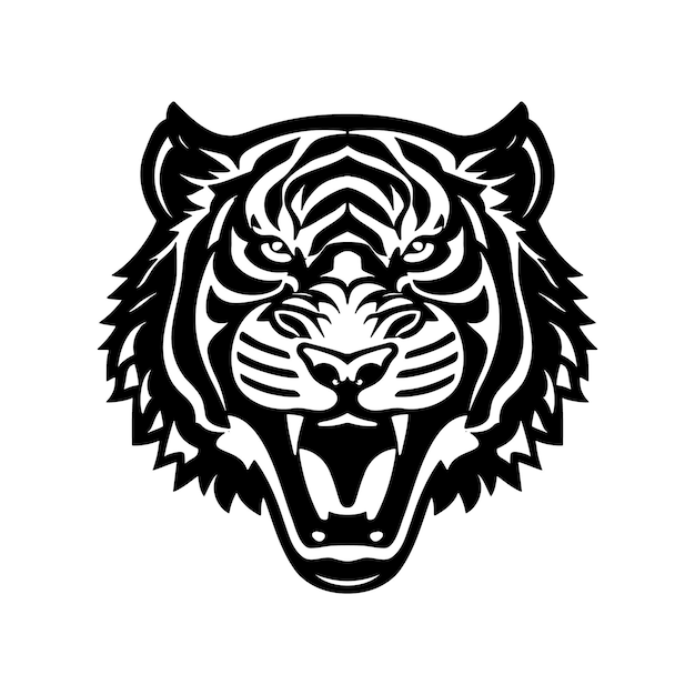 Vector tiger head black and white vector icon