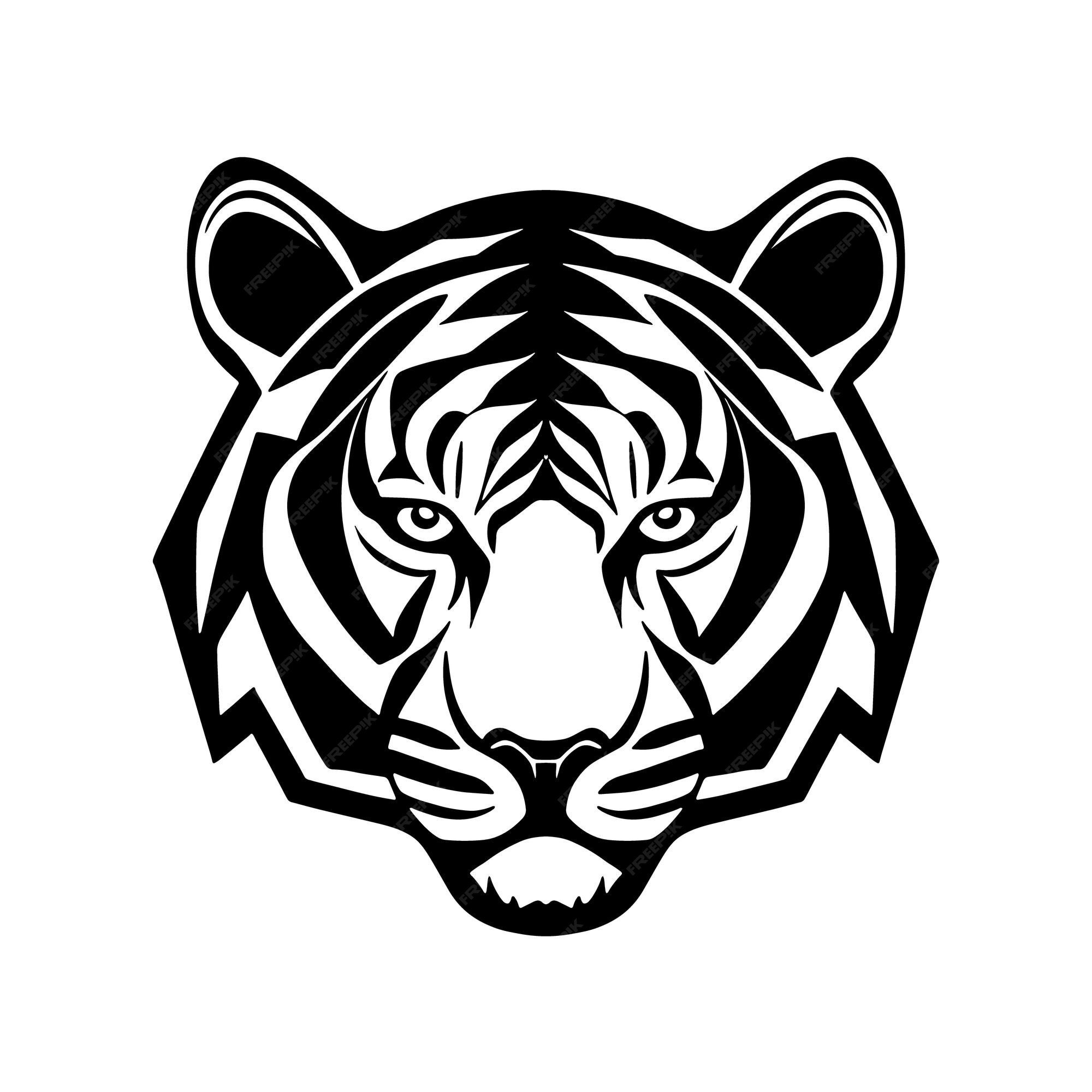 Premium Vector | Tiger head black and white vector icon