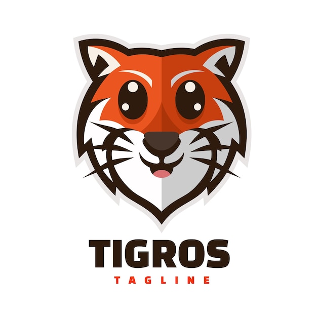 Vettore logo della mascotte dei cartoni animati a testa di tigre