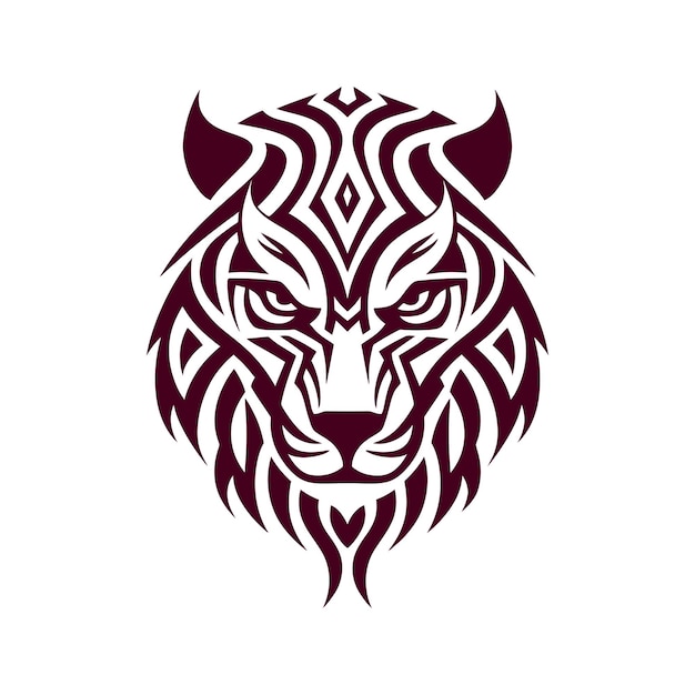 Tiger head in celtic symbol flat vector illustration