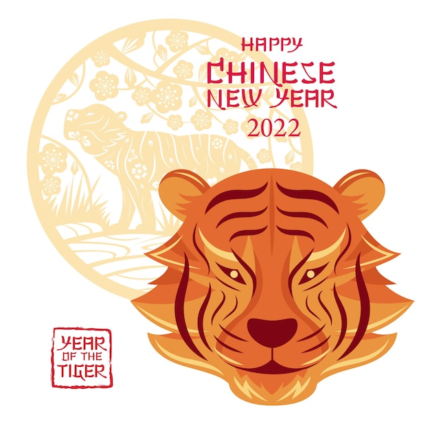 Tiger head, chinese new year 2022 symbol background