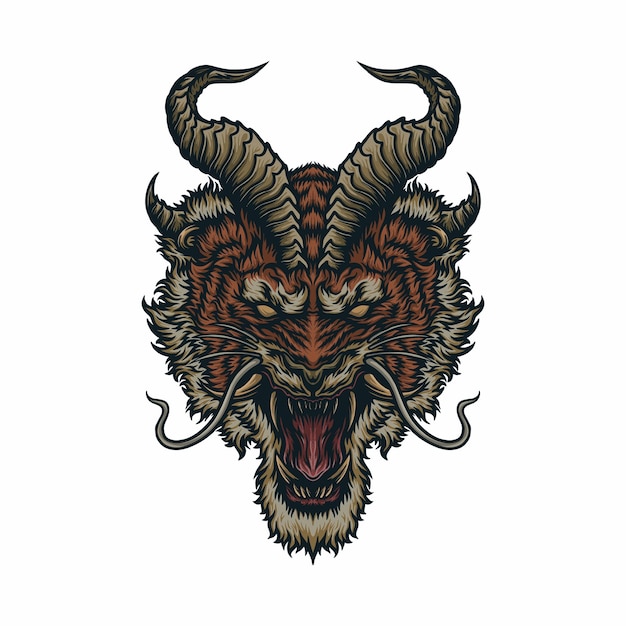 Tiger head collaboration vector illustration