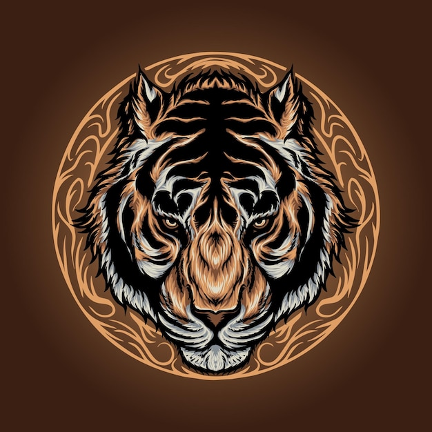 Illustrazione vettoriale di design della testa di tigre e design della maglietta