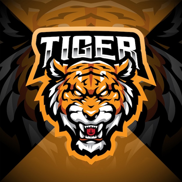 Tiger head esport mascot logo design