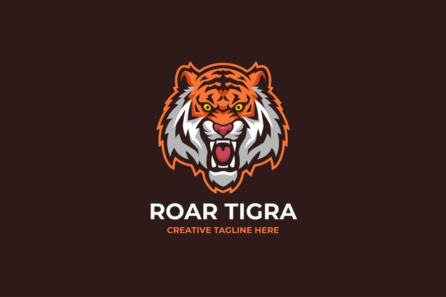 Vector tiger head flat logo template