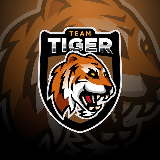 Vector tiger head gaming logo esport template