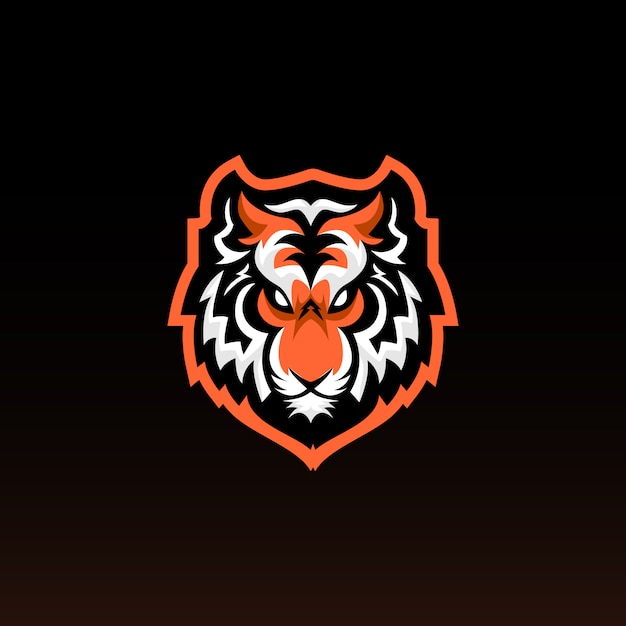 Mascotte di gioco testa di tigre. tiger e sports logo design.