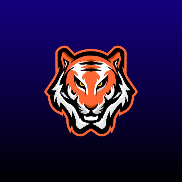 Mascotte di gioco testa di tigre. tigre esports logo design. illustrazione vettoriale