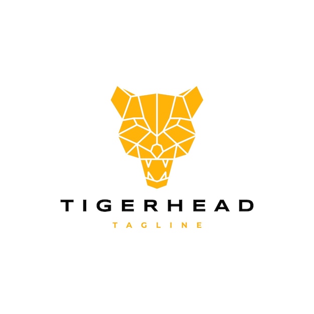 Tiger head geometric logo icon design template