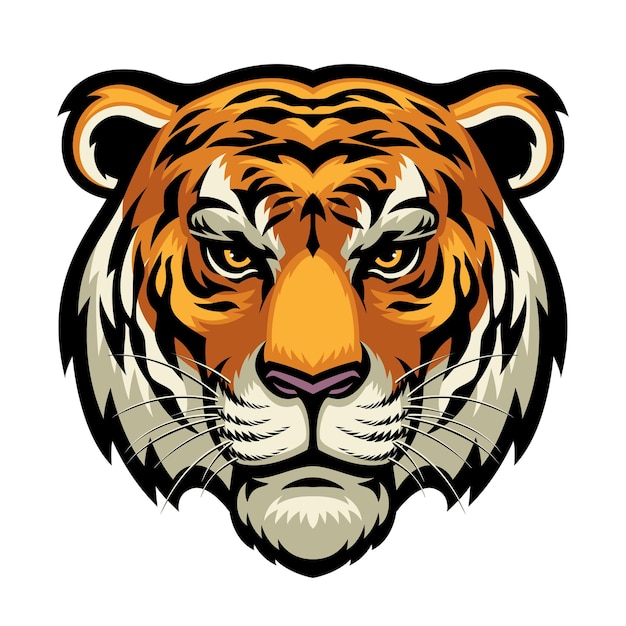 Vector tiger head isolated on white