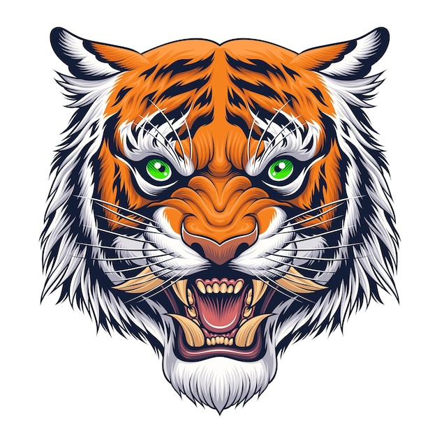 Premium Vector | Tiger head in japanese style illustration