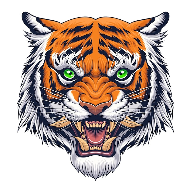 Tiger head in Japanese style illustration