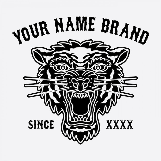 Logo della testa della tigre per abbigliamento