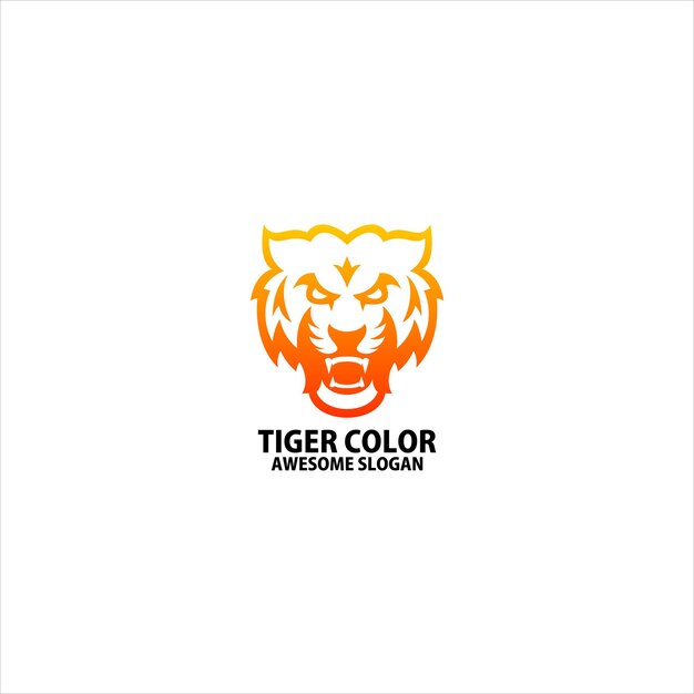 tiger head logo design gradient line art