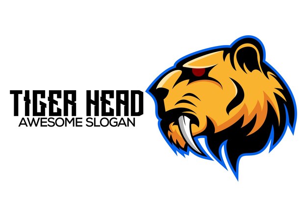 Vector tiger head logo design mascot esport