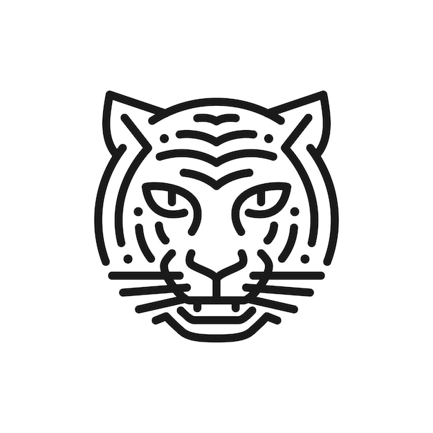 tiger head logo icon in line art style