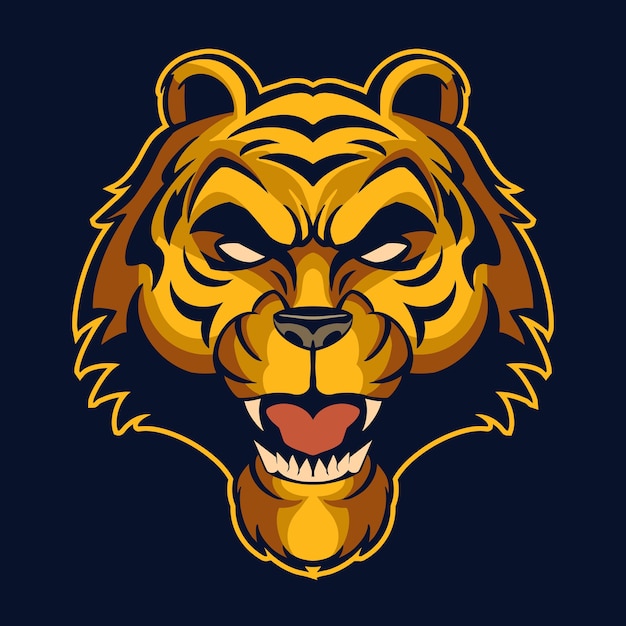 Vector tiger head logo illustration isolated on dark