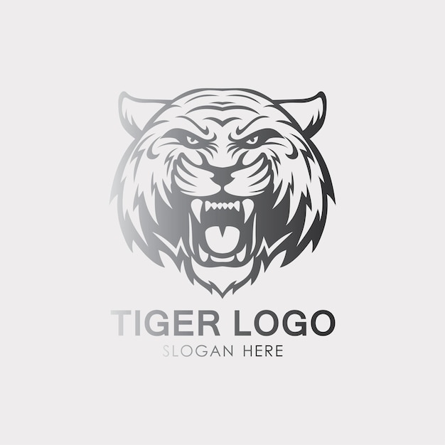 Logo della testa di tigre per t-shirt, mascotte del leone grafica con emblema tipografico di abbigliamento sportivo