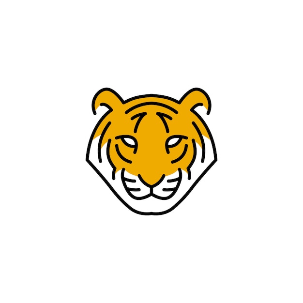 Tiger head logo vector icon illustration line outline