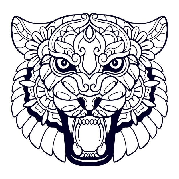 Tiger Head mandala arts isolated on white background