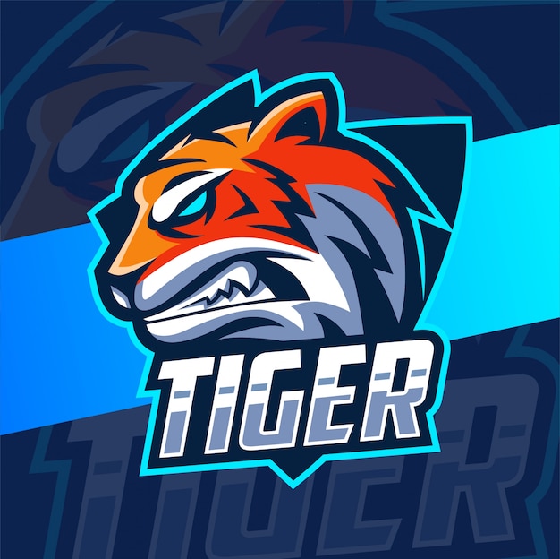 tiger head mascot esport logo design