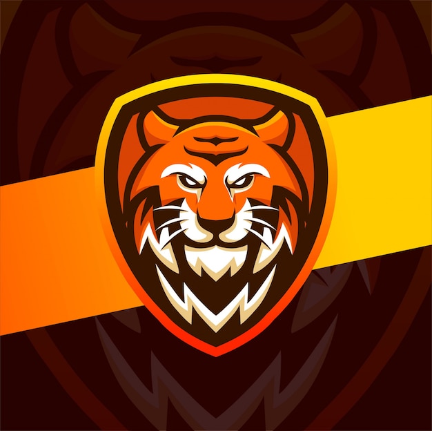 Vector tiger head mascot esport logo design