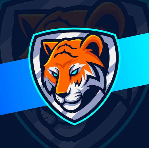 Vettore testa di tigre mascotte esport logo design