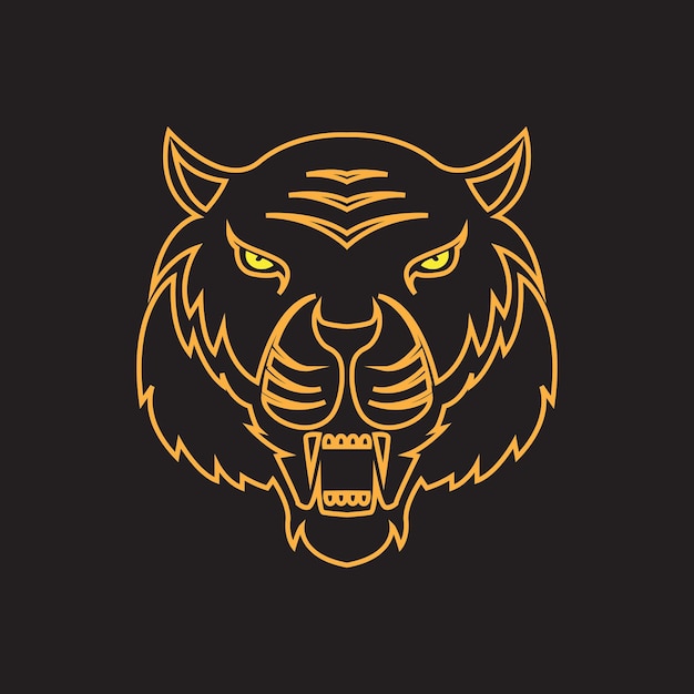 Tiger head mascot icon logo vector symbol illustration silhouette design