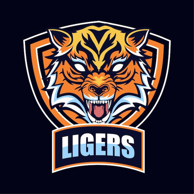 Tiger head  mascot logo design for e-sport