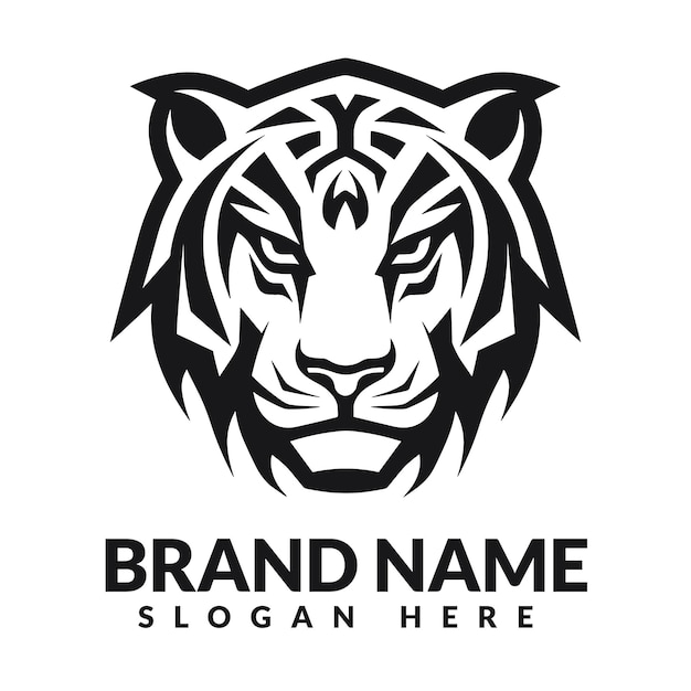 Tiger head minimalist logo design vector