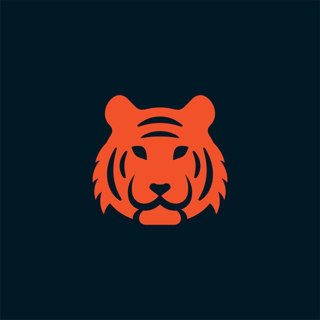Tiger head orange colour vector icon. Tiger face vector illustration.