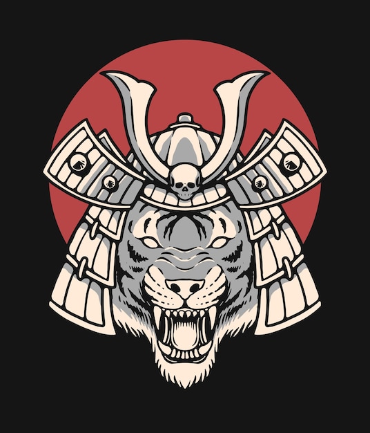 Tiger head samurai illustration