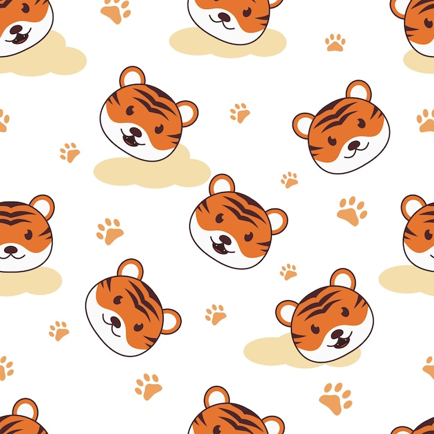 Vector tiger head seamless pattern cute vector vector illustration