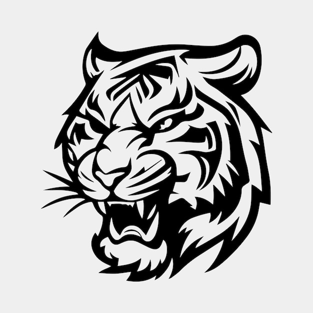 Tiger head tattoo logo mascot design