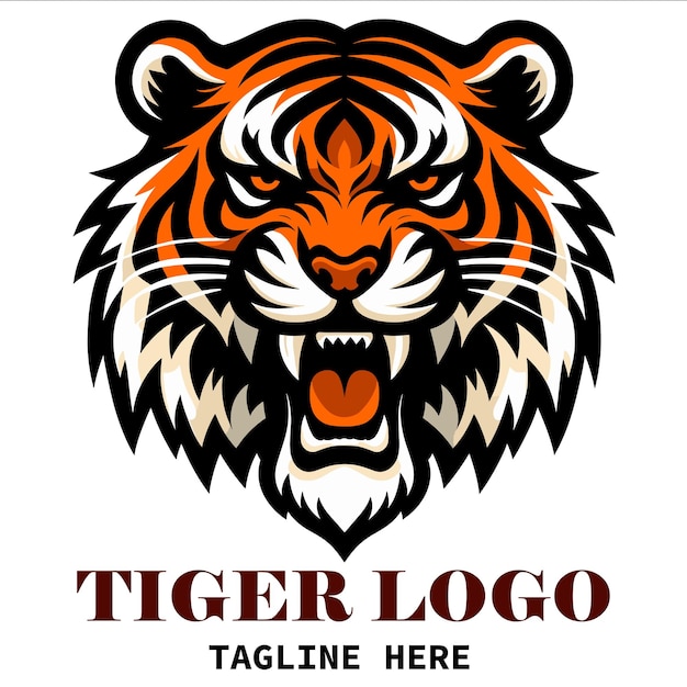 Vector tiger head tiger face angry tiger mascot logo design