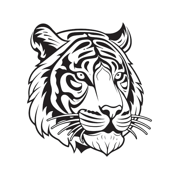 Tiger head vector concept digital art hand drawn illustration