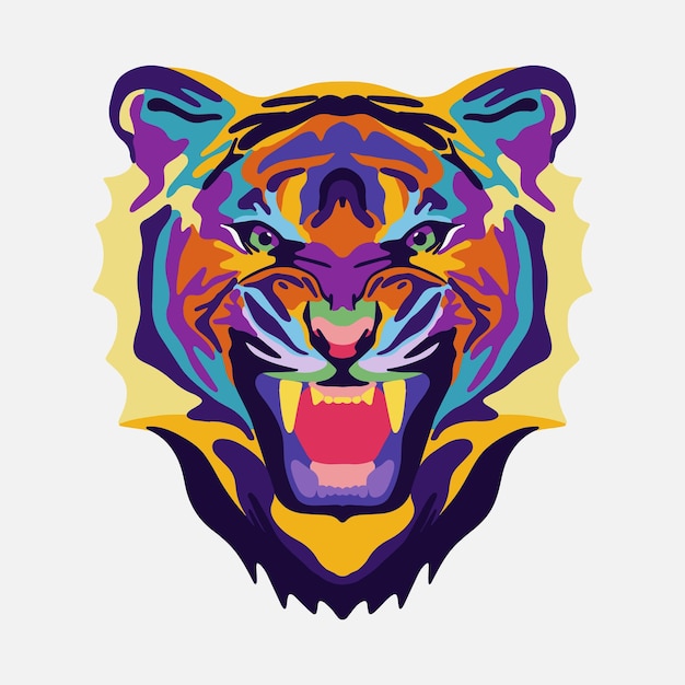 Tiger Head Vector pop Art Illustration Modern Fighting Club