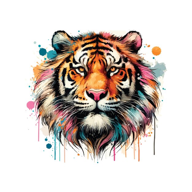 Vector tiger head in watercolor style