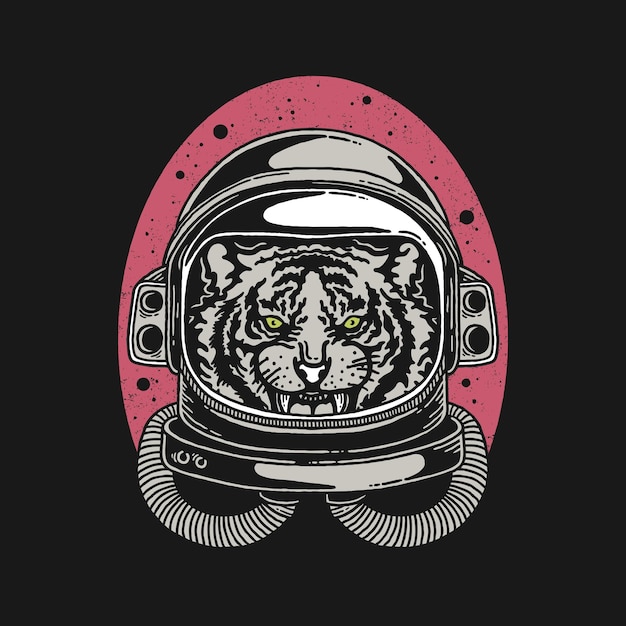 Tiger head with astronaut helmet vector illustration