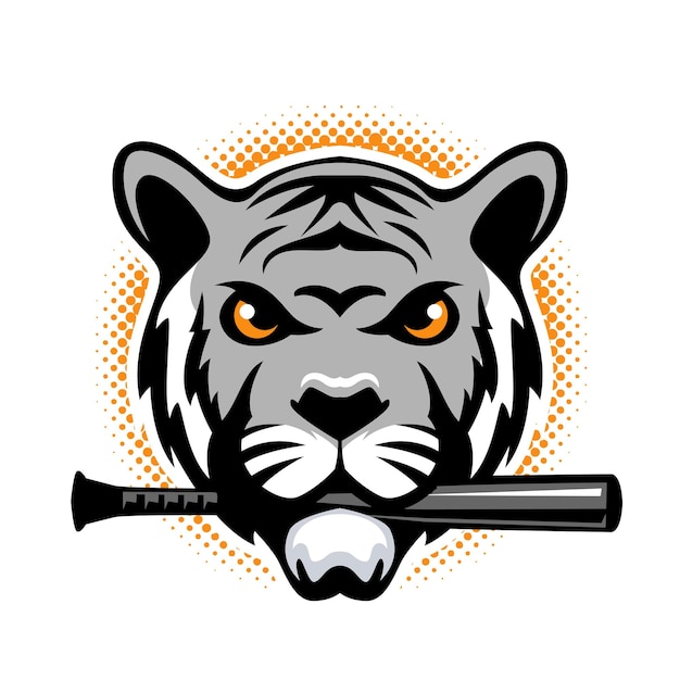 Tiger head with baseball stick