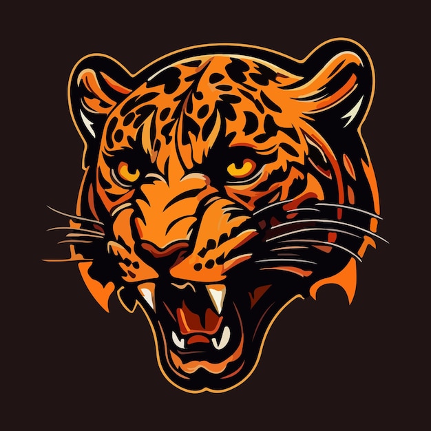 A tiger head with a black background