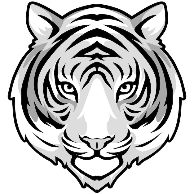 A tiger head with a black and white pattern.